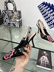 J'adior-Slingback Pumpzwart, Veelkleurig Katoen Geborduurd Met Dior Petites Fleurs-Motief 35-44cm - 5