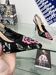 J'adior-Slingback Pumpzwart, Veelkleurig Katoen Geborduurd Met Dior Petites Fleurs-Motief 35-44cm - 2