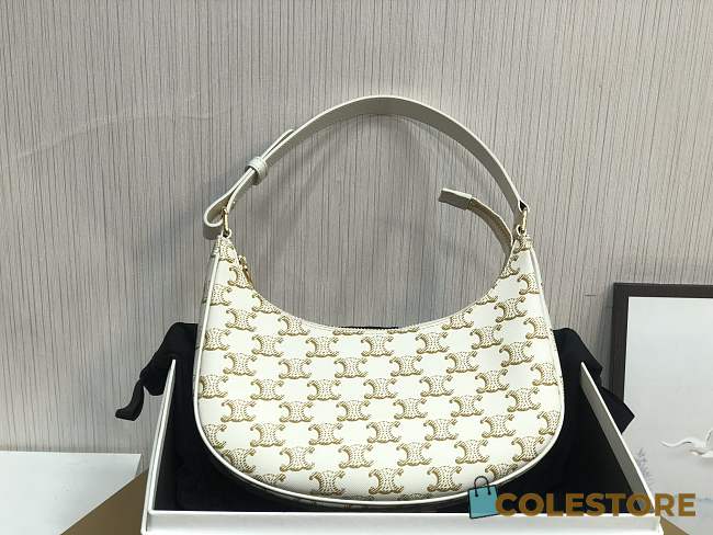 Celine 22 Ava Bag In Triomphe Canvas And Calfskin White Size 23x13.5x6cm - 1