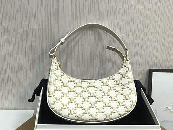 Celine 22 Ava Bag In Triomphe Canvas And Calfskin White Size 23x13.5x6cm