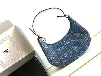 Celine Ava Bag In Denim With Celine All-Over Printnavy / Tan Size 23x19x7cm