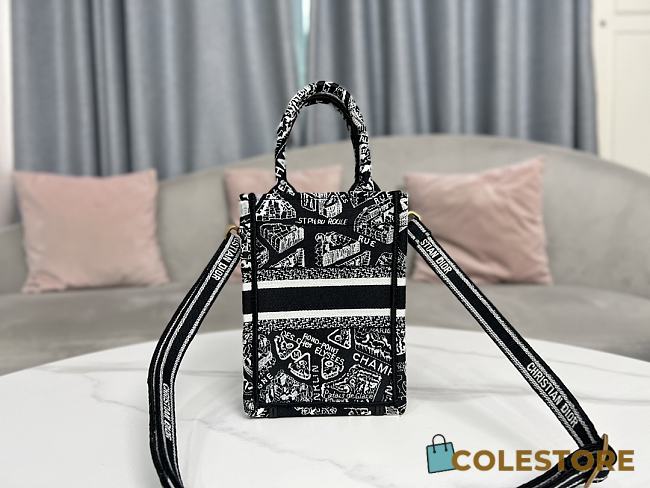 Dior Mini Book Tote-Telefoontasje Black Size 13x18x5cm  - 1