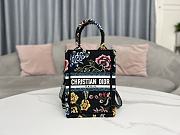 Dior Mini Book Tote Black Petites Fleurs Size 13x18x5cm - 1