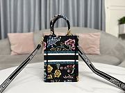 Dior Mini Book Tote Black Petites Fleurs Size 13x18x5cm - 2