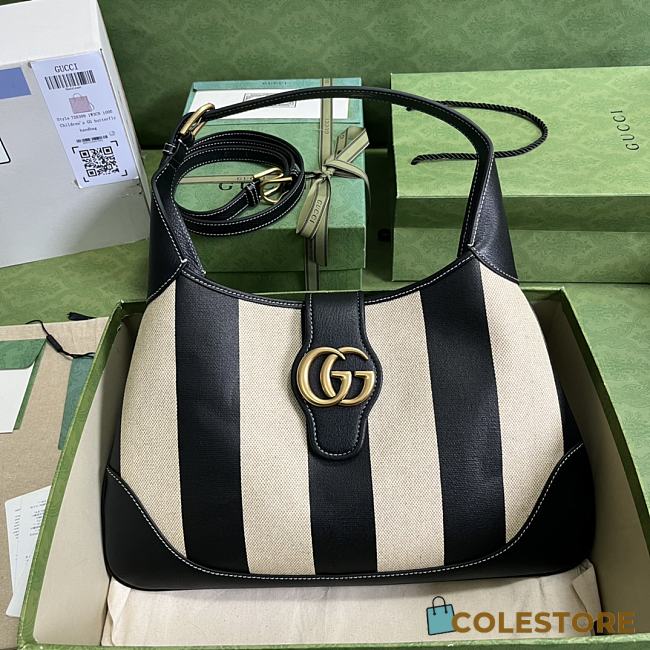 Gucci Aphrodite Medium Shoulder Bag In White/Black Caro 39x38x2 cm - 1