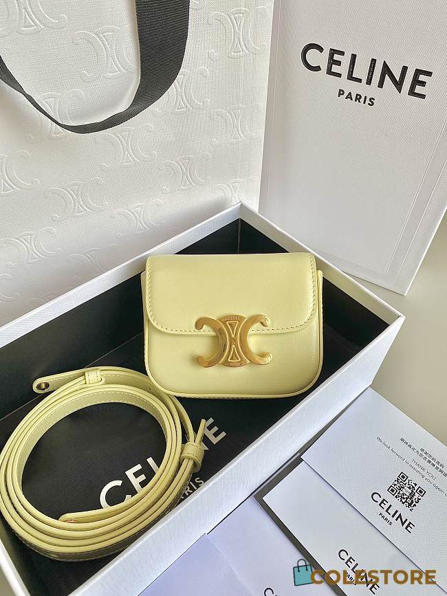 Celine Mini Triomphe On Chain With Strap In Yellow 11x8x4cm - 1