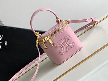 Mini Vanity Case Cuir Triomphe In Smooth Calfksintan Pink 9.5x8x9cm