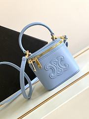 Mini Vanity Case Cuir Triomphe In Smooth Calfksintan Blue 9.5x8x9cm - 1