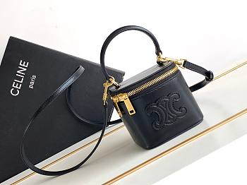 Mini Vanity Case Cuir Triomphe In Smooth Calfksintan Black 9.5x8x9cm