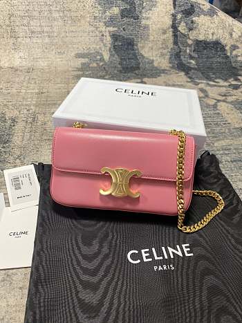 Celine Triomphe Gold Chain In Pink Size 20.5x10.5x4cm