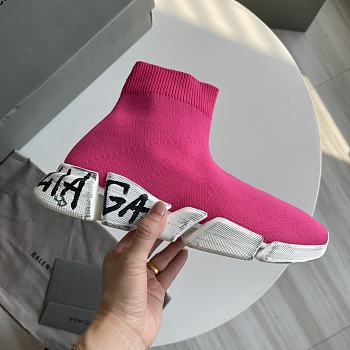 BALENCIAGA Speed 2.0 Graffiti Stretch-Knit High-Top Sneakers