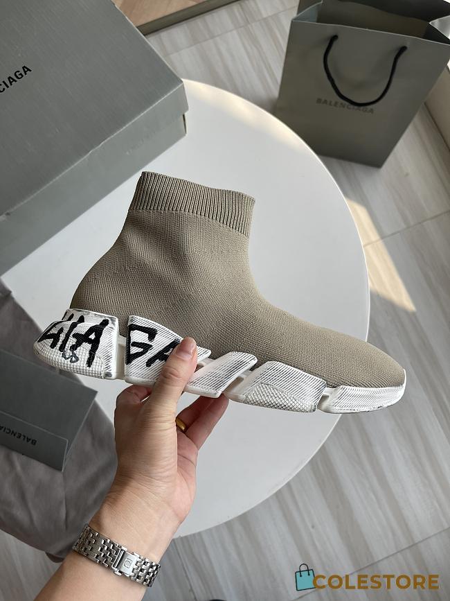 Balenciaga Speed 2.0 Graffiti Recycled Knit Sneaker In Grey - 1