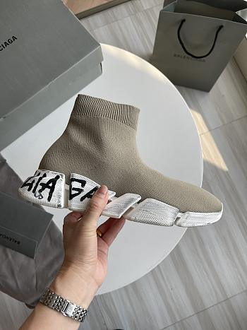 Balenciaga Speed 2.0 Graffiti Recycled Knit Sneaker In Grey