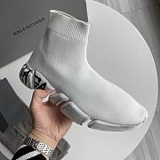 Balenciaga Speed 2.0 Graffiti Recycled Knit Sneaker In White - 4