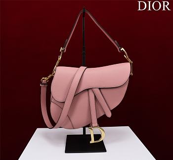 Dior Saddle Bag Pink With Strap Size 25.5x20x6.5cm