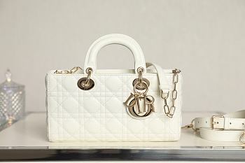 Dior Lady D-Joy Cannage Lambskin Bag White 26cm