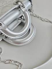 Dior D Joy Silver-Tone Metallic Cannage Calfskin with Diamond Motif Size 22.5×12×5.5cm - 2