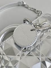 Dior D Joy Silver-Tone Metallic Cannage Calfskin with Diamond Motif Size 22.5×12×5.5cm - 5