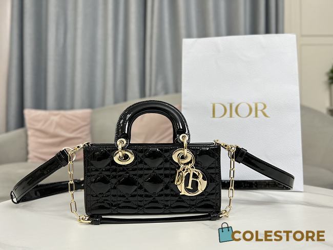 	 Dior Mini D Joy Patent Cannage Calfskin Black Size 22.5 x 12.5 x 5.5 cm - 1