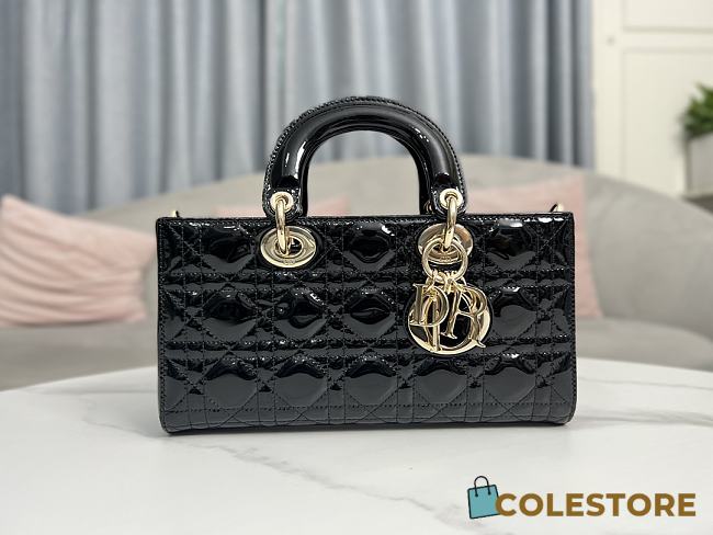 	 Dior D Joy Patent Cannage Calfskin Black Size 26x13.5x5.5cm - 1