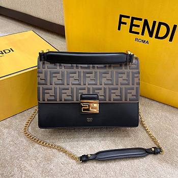 Fendi I Kan Black Leather Bag Size 25x17x10cm