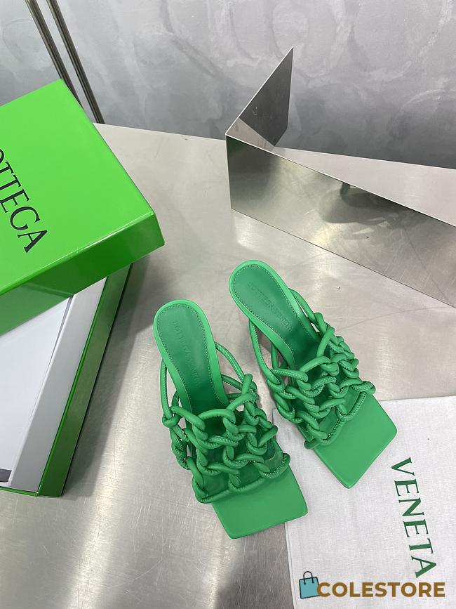 	 Bottega Veneta Reflection Woven Metallic Leather Heels Green Size 34-42cm - 1