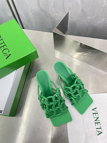 	 Bottega Veneta Reflection Woven Metallic Leather Heels Green Size 34-42cm