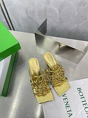 	 Bottega Veneta Reflection Woven Metallic Leather Heels Gold Size 34-42cm  - 1