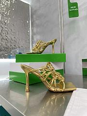 	 Bottega Veneta Reflection Woven Metallic Leather Heels Gold Size 34-42cm  - 4