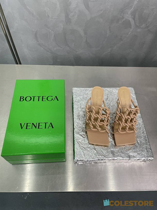 	 Bottega Veneta Reflection Woven Metallic Leather Heels Beigh Size 34-42cm - 1