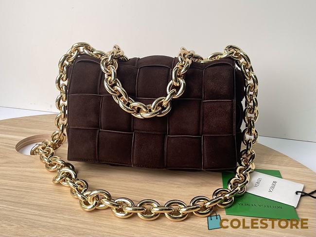 Bottega Veneta Padded Handbag Brown Velvet Size 27x10x18cm - 1