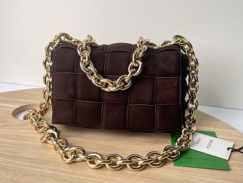 Bottega Veneta Padded Handbag Brown Velvet Size 27x10x18cm