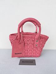 Colestore Balenciaga Women Bistro Basket Tote Bag Pink Mini Size 17x10x25cm - 1