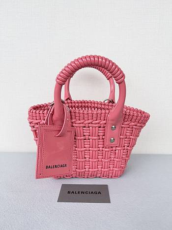 Colestore Balenciaga Women Bistro Basket Tote Bag Pink Mini Size 17x10x25cm