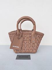 	Colestore  Balenciaga Women Bistro Basket Tote Bag Brown Mini Size 17x10x25cm - 1