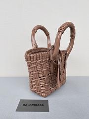 	Colestore  Balenciaga Women Bistro Basket Tote Bag Brown Mini Size 17x10x25cm - 3