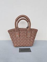 	Colestore  Balenciaga Women Bistro Basket Tote Bag Brown Mini Size 17x10x25cm - 6