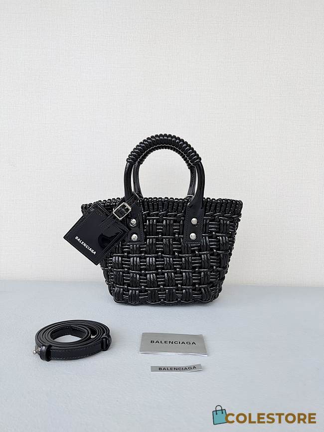 	 Colestore Balenciaga Women Bistro Basket Tote Bag Black Mini Size 17x10x25cm - 1