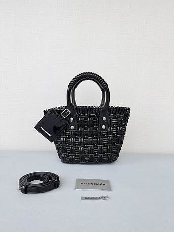 	 Colestore Balenciaga Women Bistro Basket Tote Bag Black Mini Size 17x10x25cm