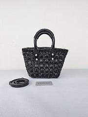 	 Colestore Balenciaga Women Bistro Basket Tote Bag Black Mini Size 17x10x25cm - 3