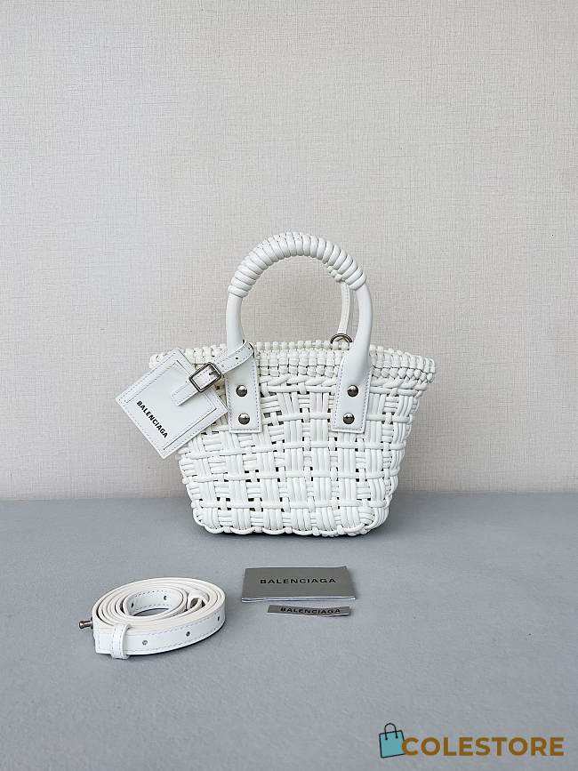 Colestore 	 Balenciaga Women Bistro Basket Tote Bag White Mini Size 17x10x25cm - 1
