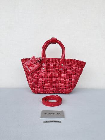 Colestore 	 Balenciaga Women Bistro Basket Tote Bag Red Size 23*29*38