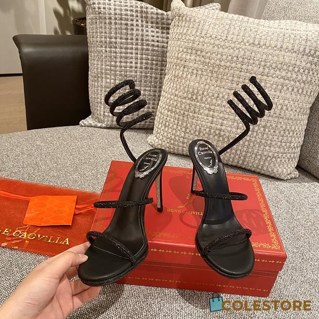 Rene Caovilla Margot Embellished Suede Sandals Black 35-41cm - 1