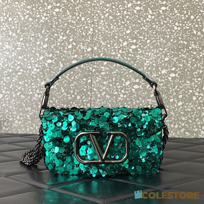 VALENTINO GARAVANI Loco Small 3D Sequins Shoulder Bag Size 19x10.5x5cm - 1