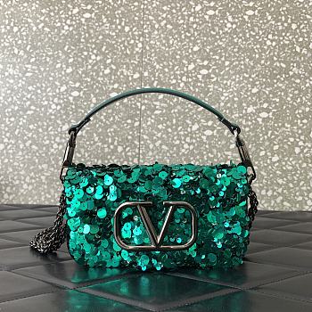 VALENTINO GARAVANI Loco Small 3D Sequins Shoulder Bag Size 19x10.5x5cm