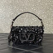 VALENTINO GARAVANI Loco Small 3D Sequins Shoulder Bag Black Size 19x10.5x5cm - 1