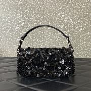 VALENTINO GARAVANI Loco Small 3D Sequins Shoulder Bag Black Size 19x10.5x5cm - 2