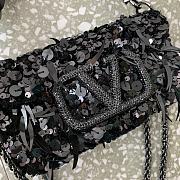 VALENTINO GARAVANI Loco Small 3D Sequins Shoulder Bag Black Size 19x10.5x5cm - 5