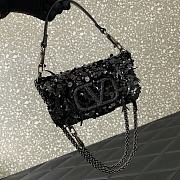VALENTINO GARAVANI Loco Small 3D Sequins Shoulder Bag Black Size 19x10.5x5cm - 6