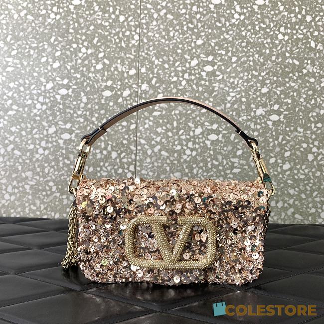	 VALENTINO GARAVANI Loco Small 3D Sequins Shoulder Bag 19x10.5x5cm - 1